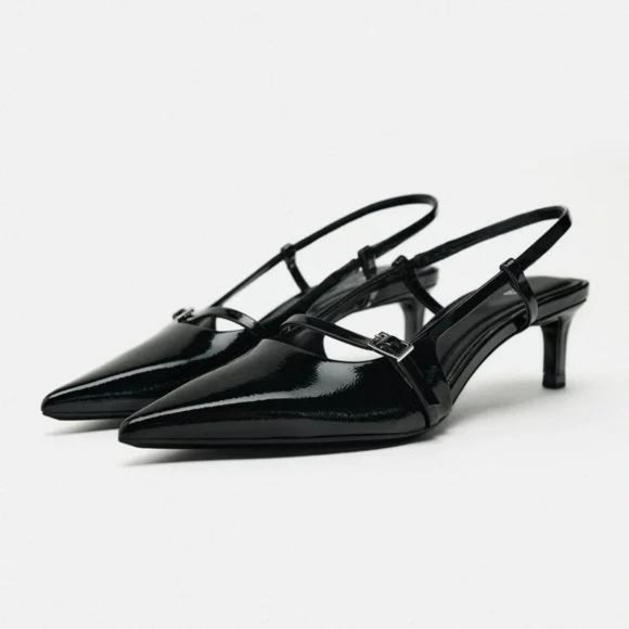ZARA BUCKLED STRAP SLINGBACK SHOES - Picture 1 of 5